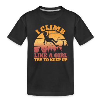 Je grimpe comme une fille Matériel d’escalade - T-shirt bio Premium Enfant - noir - Devant
