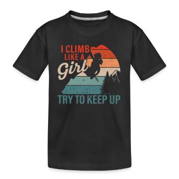 Klettern Ich klettere wie ein Mädchen Versuche - Kinder Premium Bio T-Shirt - Schwarz - Vorne