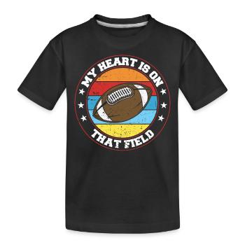 My heart is on the field Footbal Quaterback - Kids' Premium Organic T-Shirt - black - Front