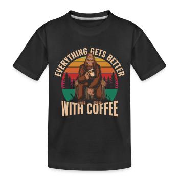 Tout s’améliore avec le café - T-shirt bio Premium Enfant - noir - Devant