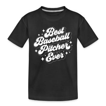 Bester Baseball Pitcher Aller Zeiten Werfer Hobby - Kinder Premium Bio T-Shirt - Schwarz - Vorne