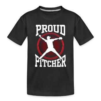Stolzer Baseball Pitcher Spieler Werfer Hobby - Kinder Premium Bio T-Shirt - Schwarz - Vorne