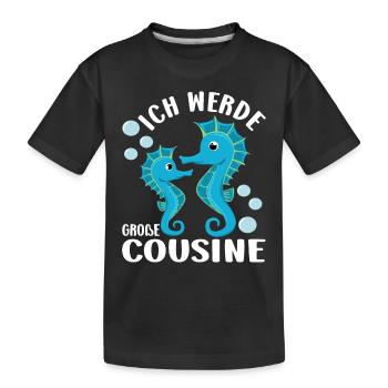 Große Cousine verkünden Seestern Bald Cousine - Kinder Premium Bio T-Shirt - Schwarz - Vorne