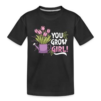 Gardening Plants Gardener Plantation Nature Gift - Kids' Premium Organic T-Shirt - black - Front