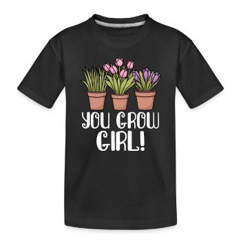 Gardening Plants Gardener Plantation Nature Gift - Kids' Premium Organic T-Shirt - black - Front
