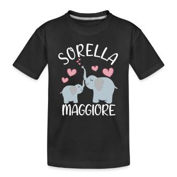 Sorella Maggiore Elefanti Annuncio Gravidanza - Kids' Premium Organic T-Shirt - black - Front