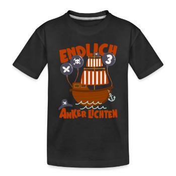 Piratenschiff Endlich 3 Jahre Junge Ehrentag - Kinder Premium Bio T-Shirt - Schwarz - Vorne