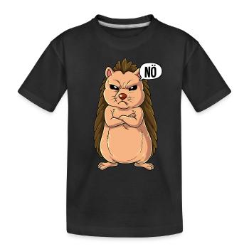 Igel Nö - Kinder Premium Bio T-Shirt - Schwarz - Vorne