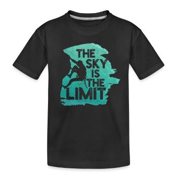 Der Himmel ist die Grenze - Kletterer oder Boulder - Kinder Premium Bio T-Shirt - Schwarz - Vorne