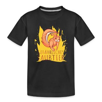 Gefährliches Laubtier Eichhörnchen - Kinder Premium Bio T-Shirt - Schwarz - Vorne