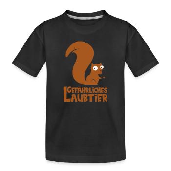 Gefährliches Laubtier Eichhörnchen - Kinder Premium Bio T-Shirt - Schwarz - Vorne