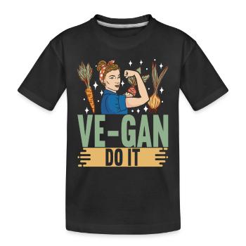 Vegan Vegetarier - Kinder Premium Bio T-Shirt - Schwarz - Vorne