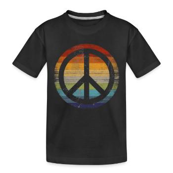 Peace Symbol Retro - Kids' Premium Organic T-Shirt - black - Front