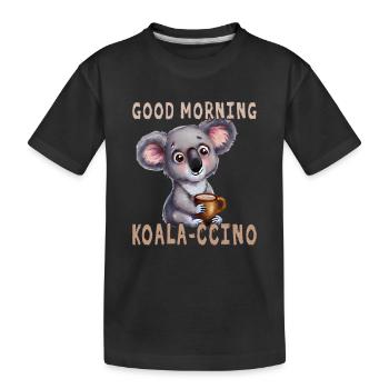 Guten Morgen Koala-Cchino - Kinder Premium Bio T-Shirt - Schwarz - Vorne