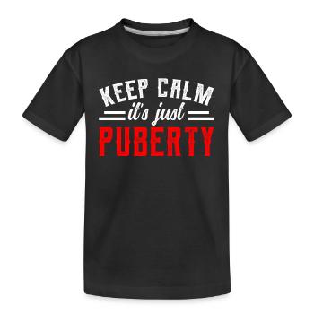 Restez calme Seule la puberté a grandi - T-shirt bio Premium Enfant - noir - Devant