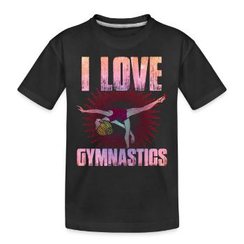 Gymnastik Mädchen Turnen Akrobatik - Kinder Premium Bio T-Shirt - Schwarz - Vorne