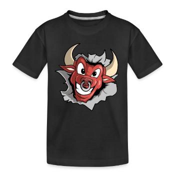 Cartoon Bull Head Costume - Kids' Premium Organic T-Shirt - black - Front