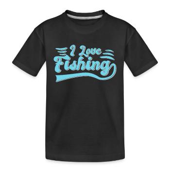 I love fishing - Kids' Premium Organic T-Shirt - black - Front