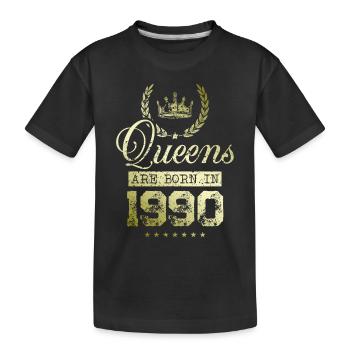 Queens born in 1990 - Kids' Premium Organic T-Shirt - black - Front