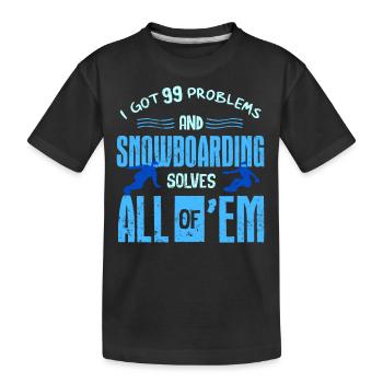 Snowboarders, Vacances snowboard, Matériel de snowboard - T-shirt bio Premium Enfant - noir - Devant