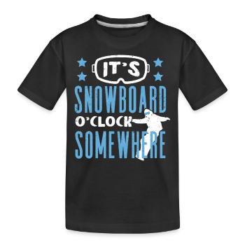 Snowboarders, Vacances snowboard, Matériel de snowboard - T-shirt bio Premium Enfant - noir - Devant