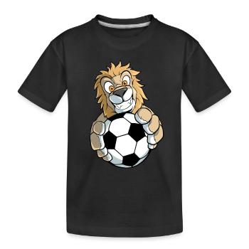 Löwe Tier Fußball - Kinder Premium Bio T-Shirt - Schwarz - Vorne