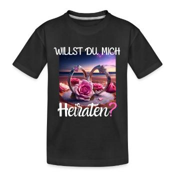 Heiratsantrag für Hochzeit oder Verlobung - - Kinder Premium Bio T-Shirt - Schwarz - Vorne
