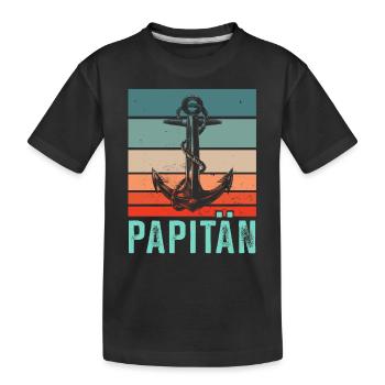 Kapitän Papa - Papitän Vater - Kinder Premium Bio T-Shirt - Schwarz - Vorne