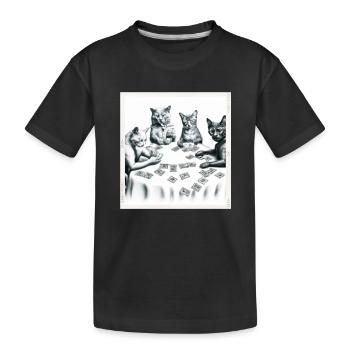 Cats Playing Cards - Kinder Premium Bio T-Shirt - Schwarz - Vorne