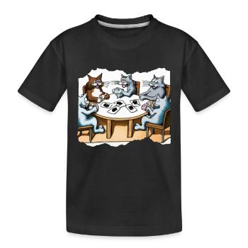 Cats Playing Cards - Kids' Premium Organic T-Shirt - black - Front