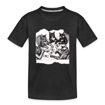 Cats Playing Cards - Kinder Premium Bio T-Shirt - Schwarz - Vorne