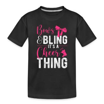 Bögen & Bling It's A Cheer Thing | Cheerleading - Kinder Premium Bio T-Shirt - Schwarz - Vorne