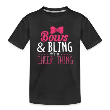 Bögen & Bling Es ist eine Cheer-Sache Cheerleader - Kinder Premium Bio T-Shirt - Schwarz - Vorne