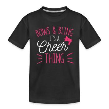 Bögen & Bling Es ist eine Cheer-Sache Cheerleader - Kinder Premium Bio T-Shirt - Schwarz - Vorne