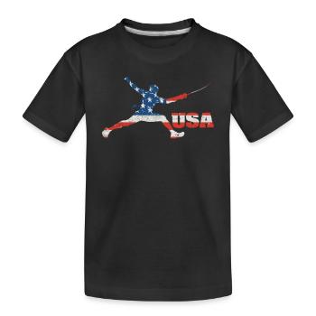 Escrime USA Team Drapeau américain Escrimeur américain - T-shirt bio Premium Enfant - noir - Devant