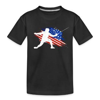 Fechter Amerikanische Flagge T-Shirt I Proud - Kinder Premium Bio T-Shirt - Schwarz - Vorne