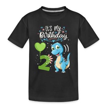 2e anniversaire dinosaure, enfant dinosaure, 2 ans - T-shirt bio Premium Enfant - noir - Devant