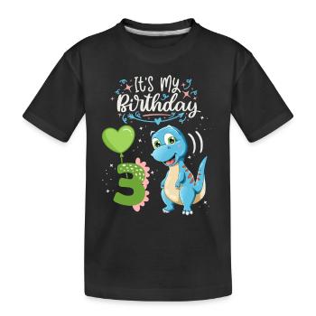 3ème anniversaire dinosaure, enfant dinosaure, 3 ans - T-shirt bio Premium Enfant - noir - Devant