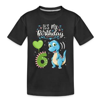 Dinosaure de 6e anniversaire, enfant dinosaure, 6 ans - T-shirt bio Premium Enfant - noir - Devant