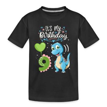 Dinosaure de 9e anniversaire, enfant dinosaure, 9 ans - T-shirt bio Premium Enfant - noir - Devant