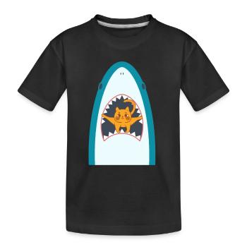 Chat mangeur de requins - T-shirt bio Premium Enfant - noir - Devant