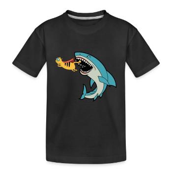 Chat mangeur de requins - T-shirt bio Premium Enfant - noir - Devant