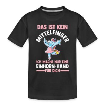 Das ist kein Mittelfinger Einhorn - Kinder Premium Bio T-Shirt - Schwarz - Vorne