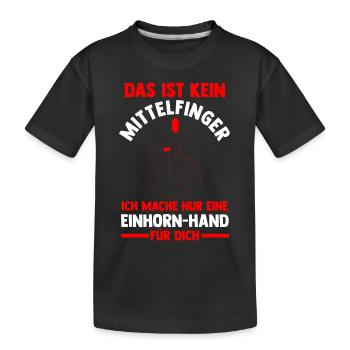 Das ist kein Mittelfinger Einhorn - Kinder Premium Bio T-Shirt - Schwarz - Vorne