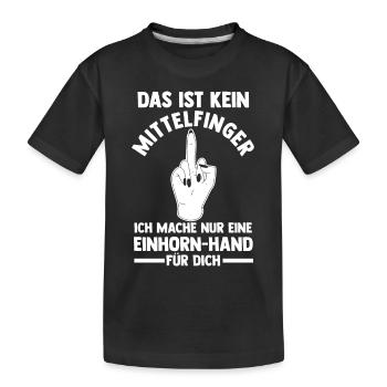 Das ist kein Mittelfinger Einhorn - Kinder Premium Bio T-Shirt - Schwarz - Vorne