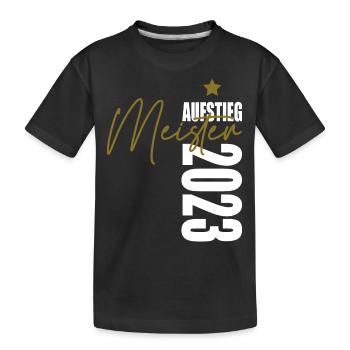Meister 2023 Aufstiegstrikot Aufstieg 23 - Kinder Premium Bio T-Shirt - Schwarz - Vorne