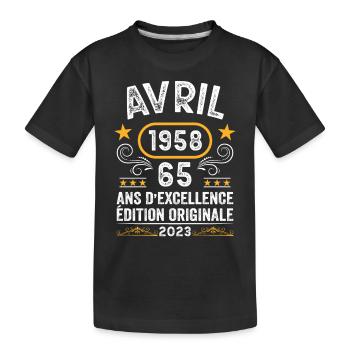 Birthday Vintage Gift Idea April 1958 65 - Kids' Premium Organic T-Shirt - black - Front