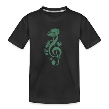 Notenschlüssel mit Cappi Musikrichtung Rap - Kinder Premium Bio T-Shirt - Schwarz - Vorne