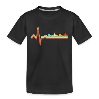 Kanusport Retro Herzschlag - Kinder Premium Bio T-Shirt - Schwarz - Vorne