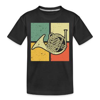 French horn French horn player French hornist - Kids' Premium Organic T-Shirt - black - Front